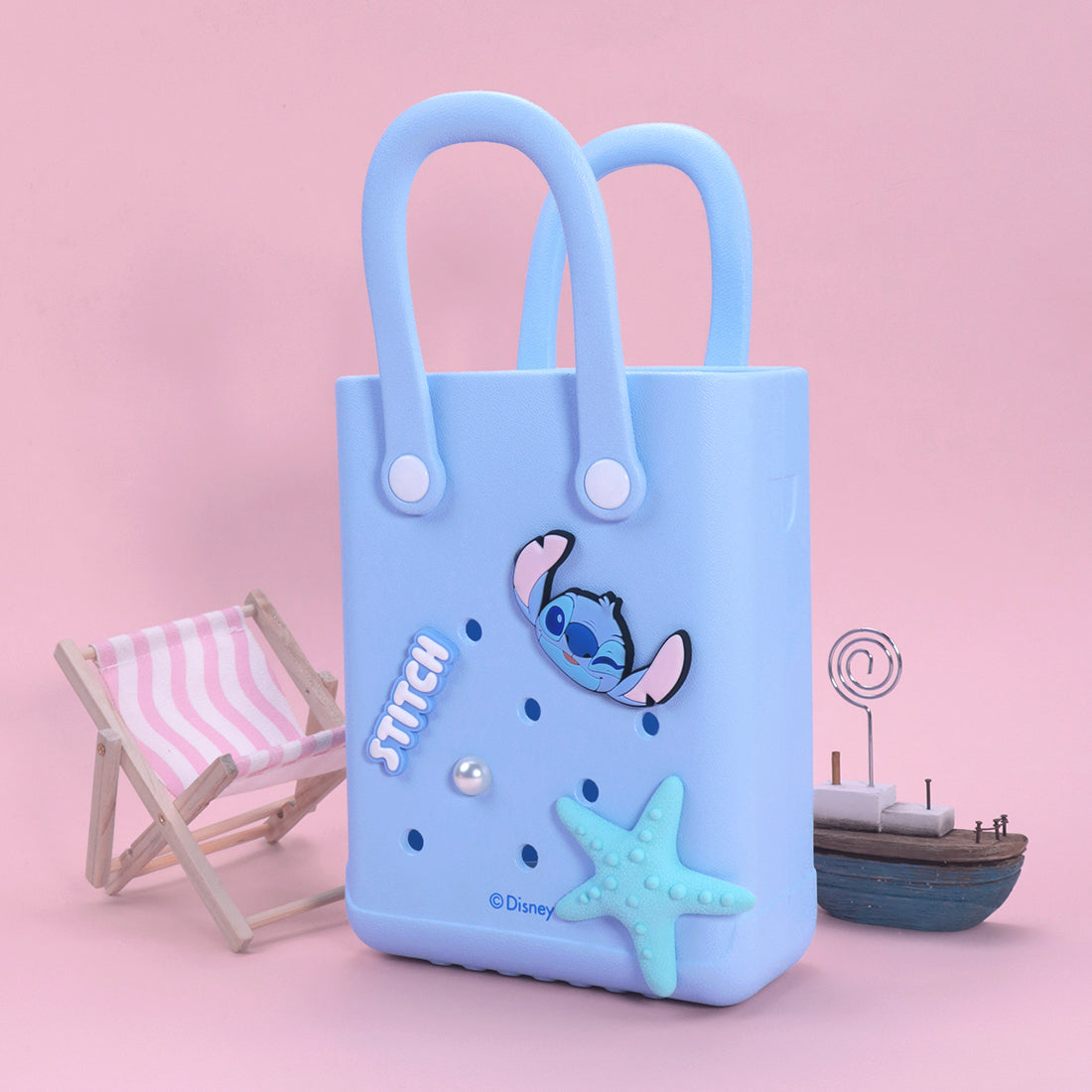 MINISO Disney Stitch Blue Silicone Tote Bag