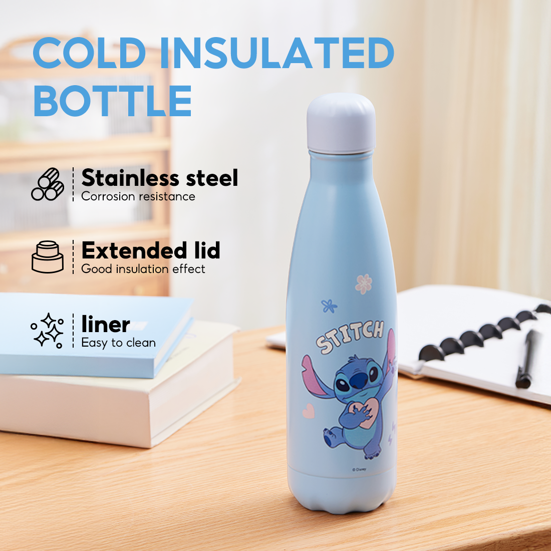 MINISO Disney Stitch Series Cola-Shaped Insulated Bottle 500mL