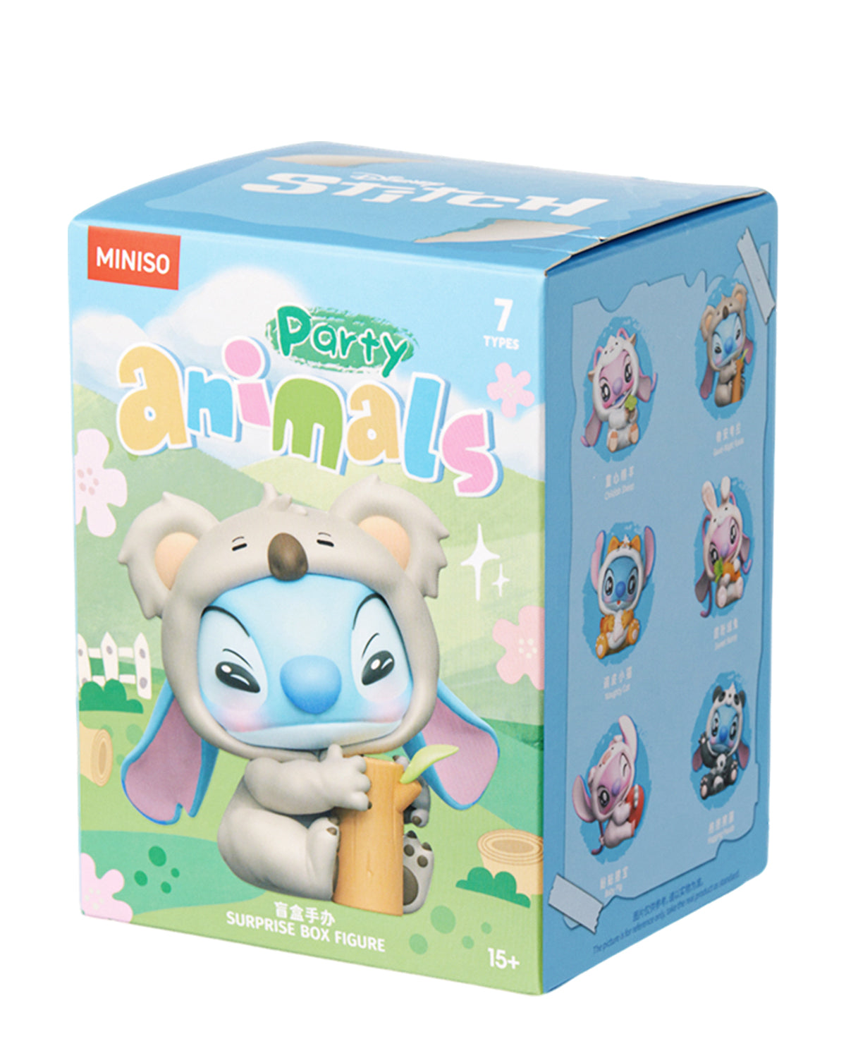 Single blind box packaging for the MINISO Disney Stitch Animal Party Series blind box figurine