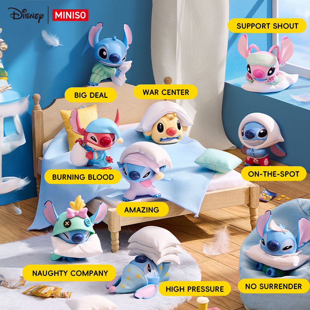 MINISO Disney Stitch Pillow Fight Series  Figurine Blind Box