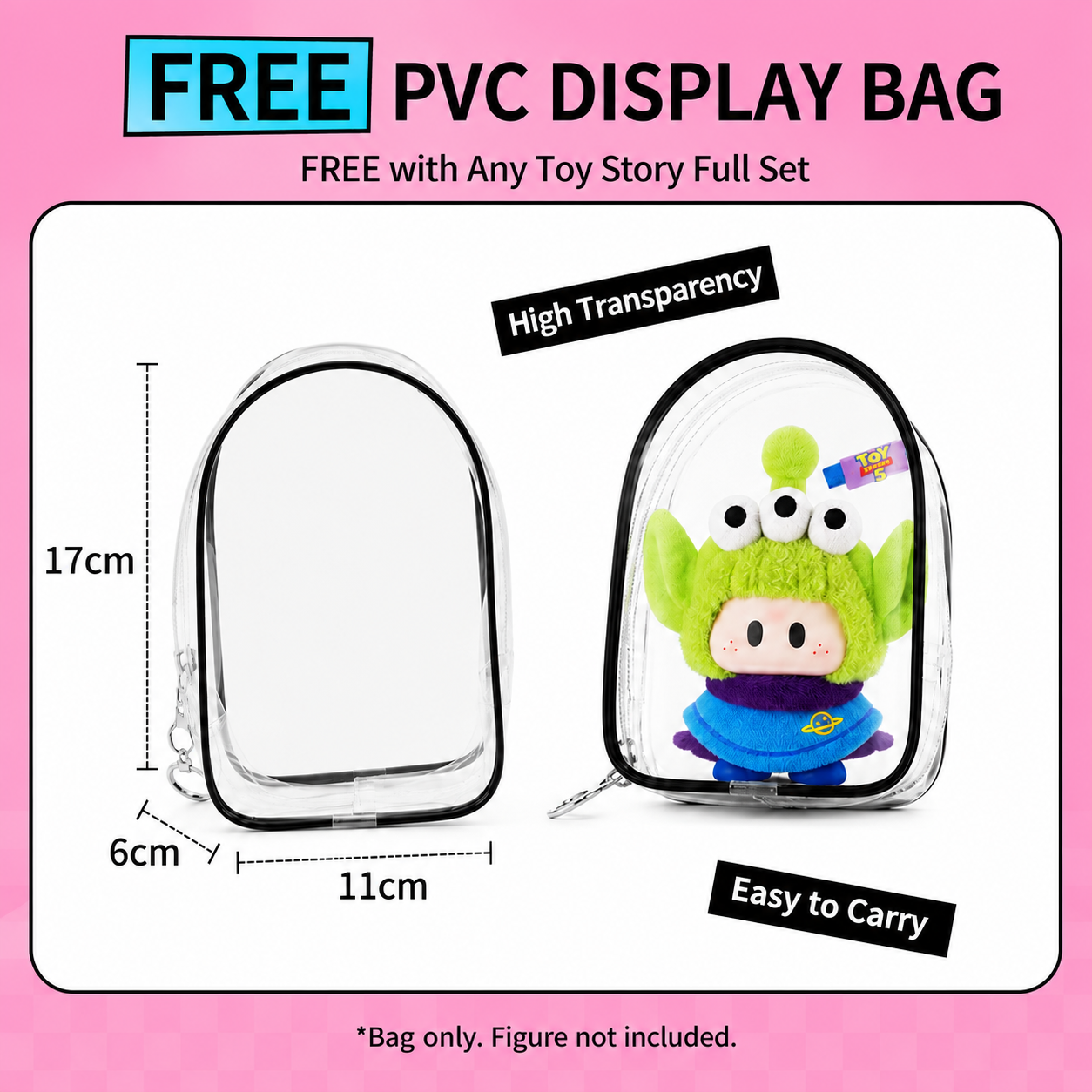 PVC display bag for plush keychains and collectible figures