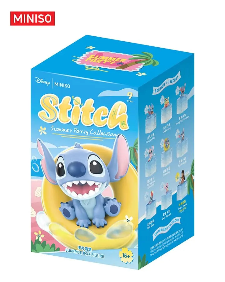 Single box packaging of the MINISO Disney Stitch Summer Party figure blind box
