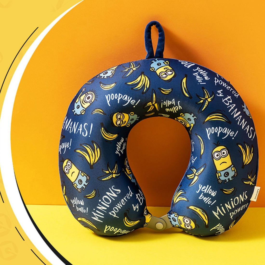 MINISO Minions memory foam U-shaped travel neck pillow with navy banana and character print