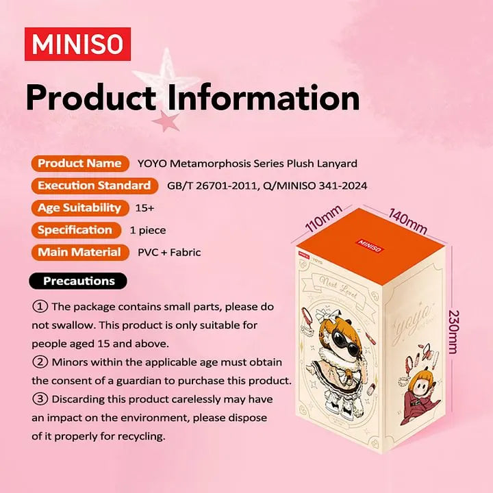  MINISO YOYO Transformation Series single box soft vinyl plush figurine blind box