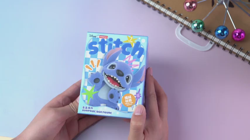 MINISO Disney Stitch Fuzzy Beach Adventure Flocked Figure Blind Box