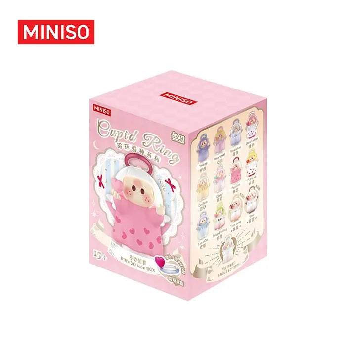 Front view of the MINISO YOYO Cupid Ring Series figurine blind box packaging